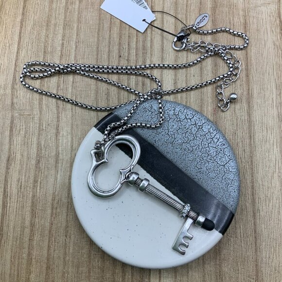 Chico's NWT Skelton Key Silver Tone Long Chain Necklace - Picture 3 of 5